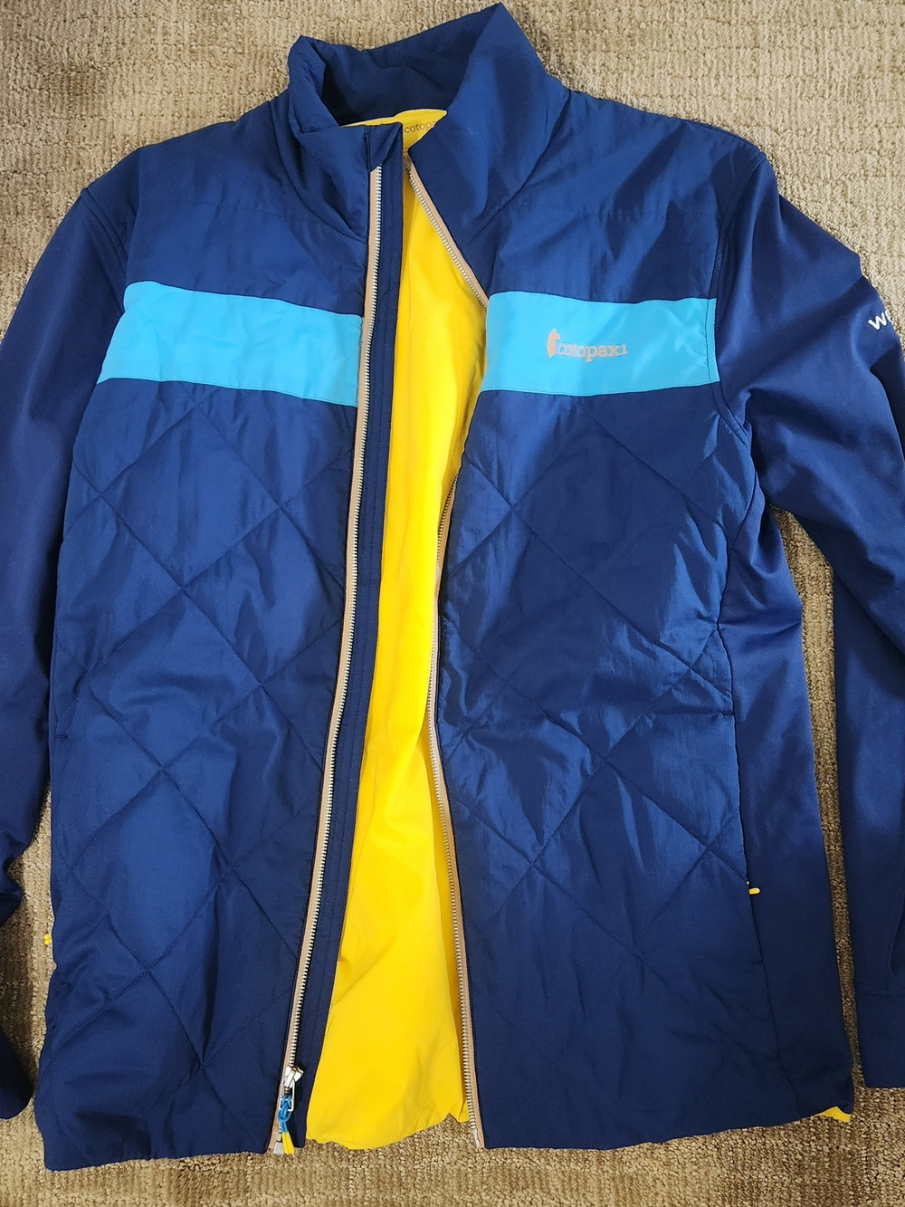 Men's Cotopaxi Navy, Sky Blue & Yellow Quilted Jacket